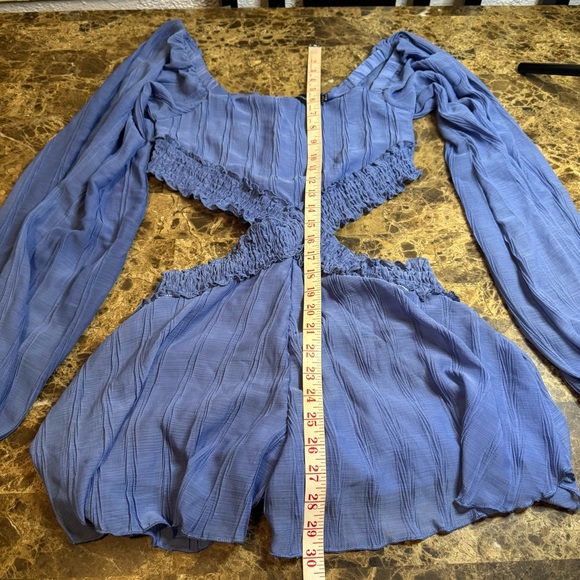 Pretty Little Things Cut Out Romper Size 10 Blue Line Elastic Waistband Boho - Picture 4 of 8